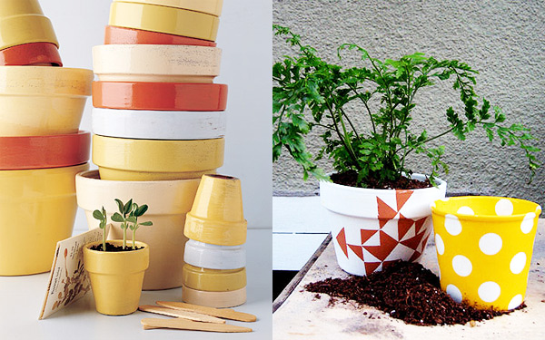 painted terra cotta pots