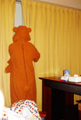 AHH bear in hotel room!