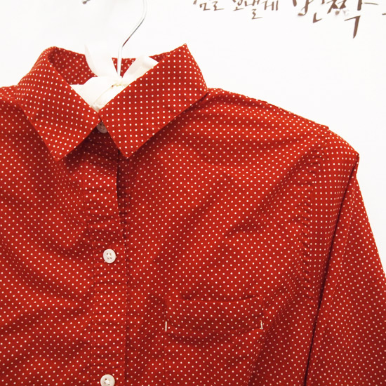 Land's End Canvas Red Dot Shirt