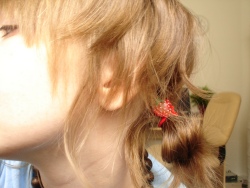 my hair with a strawberry band
